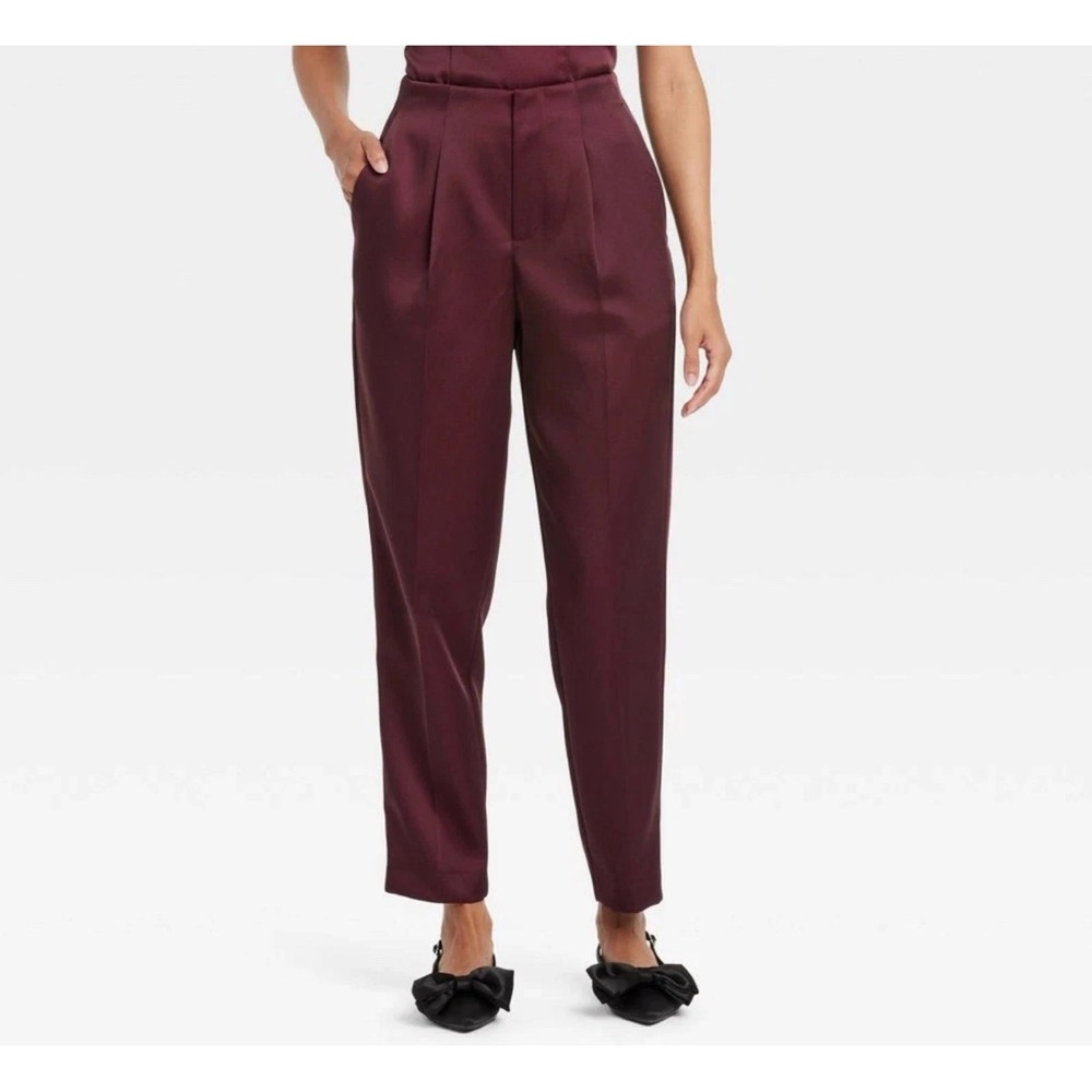 a new day Women's Deep Burgundy Ankle Tailored Trousers